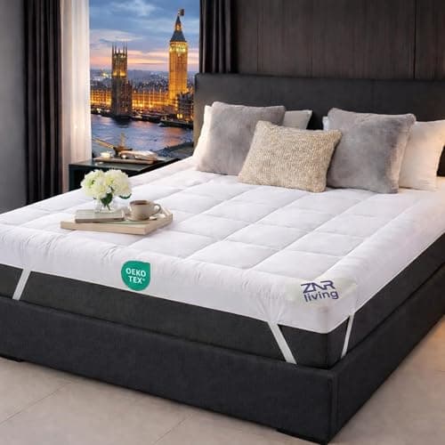 Image of ZNR® Luxury Hotel-Quality Small Double Mattress Topper | 10cm Extra Thick Microfiber Mattress Topper Small Double Bed with Elastic Straps | Deep Cooling Comfort | Soft, Breathable & Machine Washable