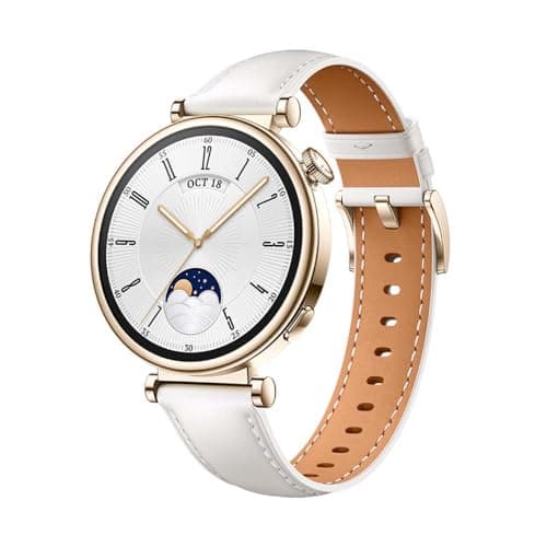 Image of HUAWEI WATCH GT 4 Smart Watch for Women-Up to 7 days Battery Life-Fitness Tracker Compatible with iOS & Android - 24H Health Monitoring including specific Women Health Management - Leather White