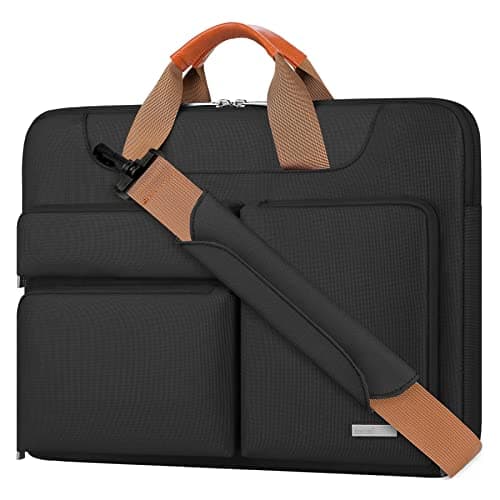 Image of Lacdo 360° Protective Laptop Shoulder Bag Sleeve Case for 15.6 inch ASUS Vivobook/ChromeBook/TUF Gaming, Dell Inspiron 15, HUAWEI MateBook D15, HP Pavilion 15, Acer Aspire 5/Nitro 5, Lenovo V15, Black