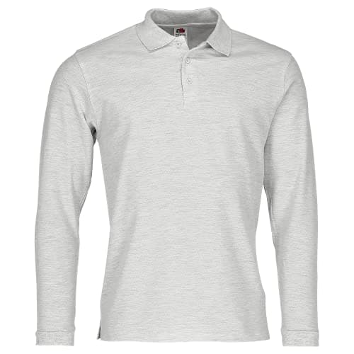 Image of Fruit of The Loom Mens Premium Long Sleeve Polo Shirt (L) (Ash Grey)