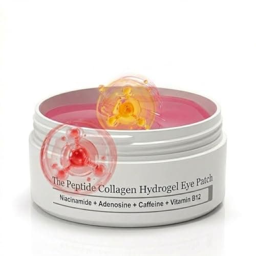 Image of YcPaper Pink Peptide Collagen Hydrogel Eye Patches 60 Patches, Korean Skincare to Reduce Dark Circles, Eye Bags, Fine Lines, Puffiness & Wrinkles for Sensitive Skin, Firming Under Eye Masks