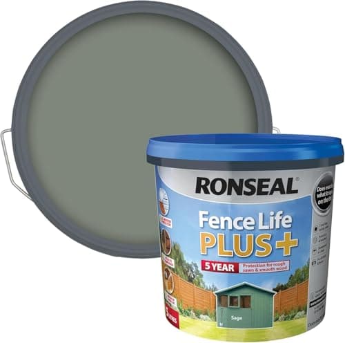 Image of Fence Life Plus+ 5L – Sage – Durable Shed & Fence Paint – One Coat, Weatherproof & Fade-Resistant – UV Protection – Lasts Up to 5 Years – For All Exterior Wood
