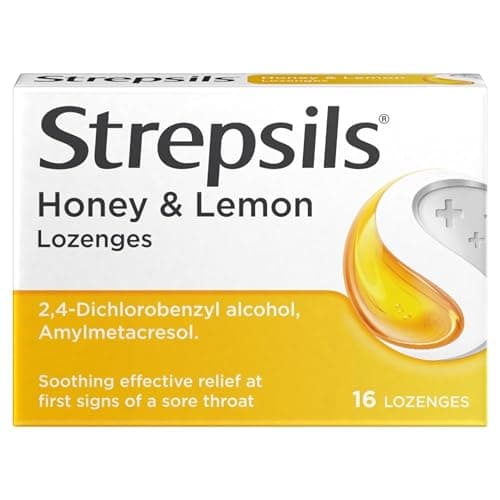 Image of Strepsils Honey and Lemon Lozenges , 16 Total, Soothing Relief, Sore Throat Relief, Immediate Prevention, Effective Antiseptics, Fast Acting Relief, Up To 2 Hours Relief, Sore Throat, Medication