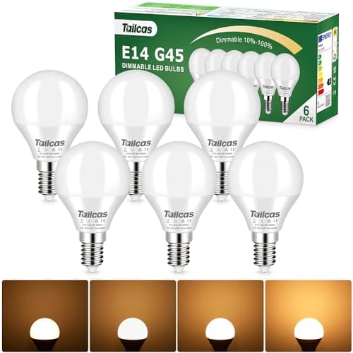 Image of E14 LED Light Bulbs Dimmable, Warm White 3000K 5W Small Edison Screw (SES) Bulb, 40W Halogen Equivalent, G45 Golf Ball LED Light Bulb 450lm, No Flickering CRI>80, for Interior Lighting, 6-Pack