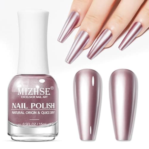 Image of MIZHSE Metallic Nail Polish, Metal Effect Chrome Nail Polish 3D Mirror Effect Quick Dry Long Lasting No Need UV Lamp For DIY Nail Art At Home Salon Manicure