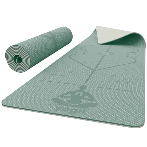 Image of Yogii Yoga Mat - Non-Slip 6mm Thick TPE & Travel-friendly Yoga Mat - Perfect for Home & Gym Exercise Fitness & Pilates - With Laser Alignment Guides for Men & Women