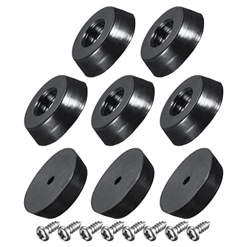 Image of sourcing map 18mm W x 5mm H Round Rubber Bumper Feet, Stainless Steel Screws and Washer for Furniture, Electronics, Non-Slip 8pcs