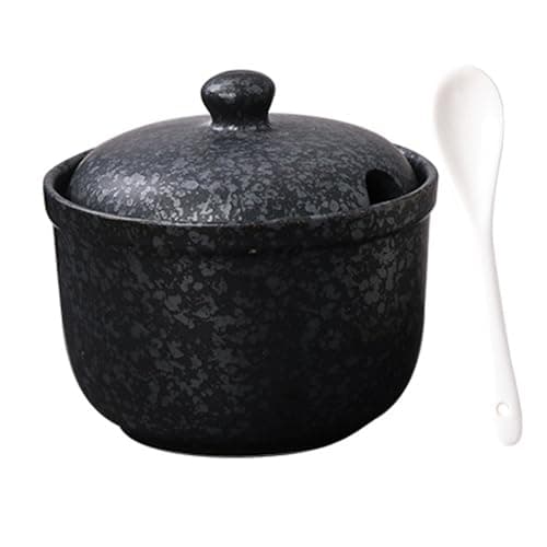 Image of TuYines Ceramic Sugar Bowl with Lid and Spoon, Spice Jars with Lid for Sugar, Salt, Cheese