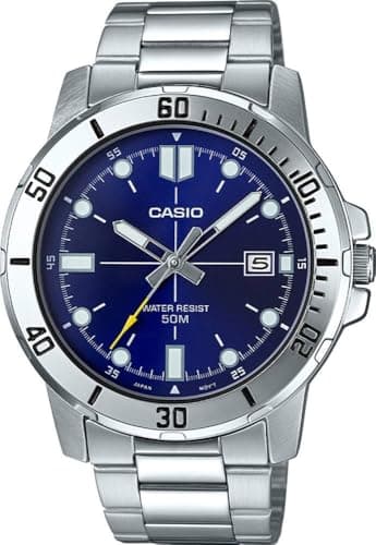 Image of Casio MTP-VD01D-2EV Men's Enticer Stainless Steel Blue Dial Casual Analogue Sporty Watch