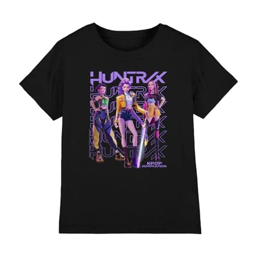 Image of K-Pop Demon Hunters - Huntrix Huntr/X Golden Trio Pose Kids T Shirt, Black, 5-6