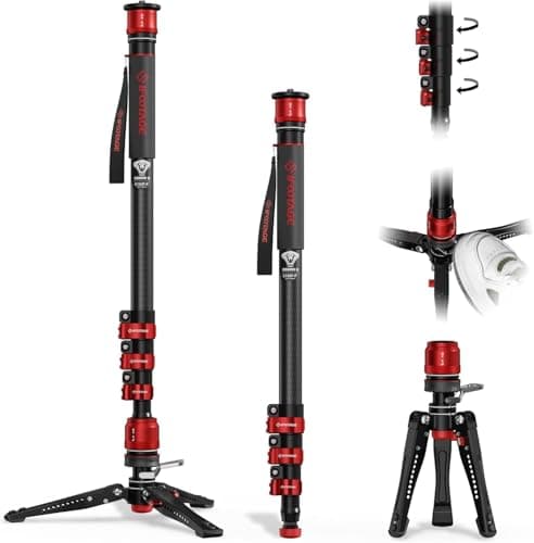 Image of IFOOTAGE Monopod with Pedal Cobra 3 C180F-P, 71" Monopod for Cameras Portable Travel Mono pod with Feet, Mono pod Camera Stand Compatible with Sony Canon Nikon DSLR Camera, Max Load 17.64 lbs