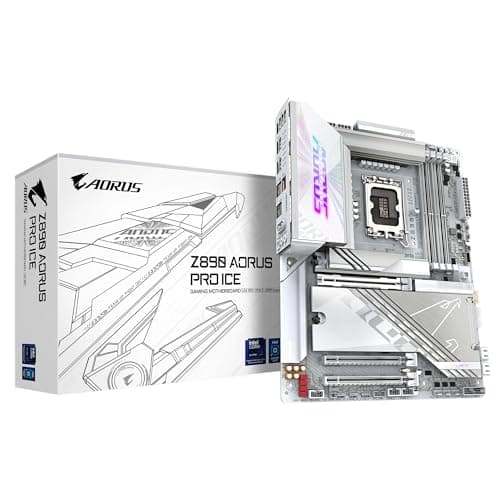 Image of GIGABYTE Z890 AORUS PRO ICE Motherboard - Supports Intel Core Ultra (Series 2) CPUs, 16+1+2 phases VRM, up to 9500MHz DDR5 (OC), 1xPCIe 5.0 + 4xPCIe 4.0, Wi-Fi 7, 5GbE LAN, Thunderbolt 4