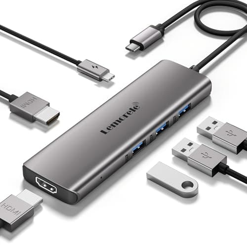 Image of Lemorele MacBook hub Docking Station Dual Monitor Multi-Stream Transport, 6 in 1 USB C Laptop Docking Station w/4K HDMI, 3 USB 3.0, 100W Charging Port, for MacBook Air Pro M1 M2 Mac OS 10.15