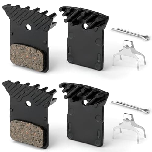 Image of Ceramic Disc Brake Pads with Cooling Fins Compatible with Shimano 105/DURA-ACE/ULTEGRA/TIAGRA/GRX/DEORE XT M8100/SLX M7100–Upgrade Universal Replacement for L03A, L04A, L05A, J02A Bike Brake Pads (2)