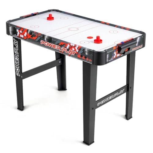 Image of Power Play 3ft Stand Up Air Hockey Table Game, Kids Air Hockey Game, Arcade Game for Kids with Ergonomic Handles, Outdoor Indoor Use, Black
