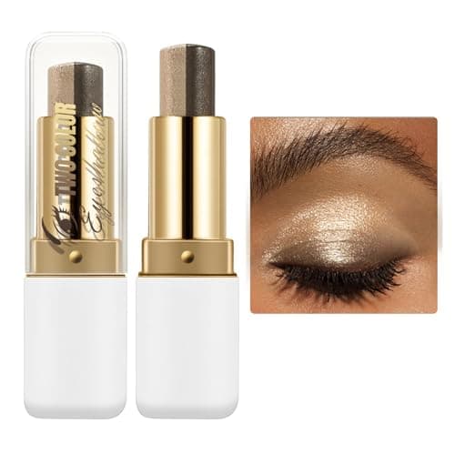 Image of Waterproof Eyeshadow Stick with Shimmer Finish,White & Brown Gradient Shimmer Eye Shadow Pencil for Long-Lasting Non-Smudge Glitter Makeup, Easy Create Natural Eye Makeup (01)