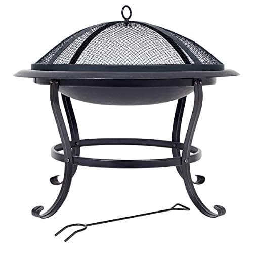 Image of La Hacienda Steel Firepit Round Large Boston Fire Pit Wood Burner Black Camping 75cm Wide
