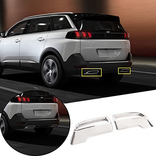 Image of DIYUCAR Car Rear Exhaust Tail Pipe Muffler End Pipe Decoration Cover ABS Silver For Peugeot 3008 4008 5008 2017-2021 Exterior Accessories (Silver)