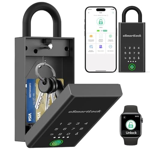Image of Anweller Smart Key Lock Box with Code,Bluetooth Fingerprint Lock Box APP Control,Electronic Dital Lock Box,Larger Waterproof Key Lock Box Wall Mount for House Realtor Office Warehouse Airbnb