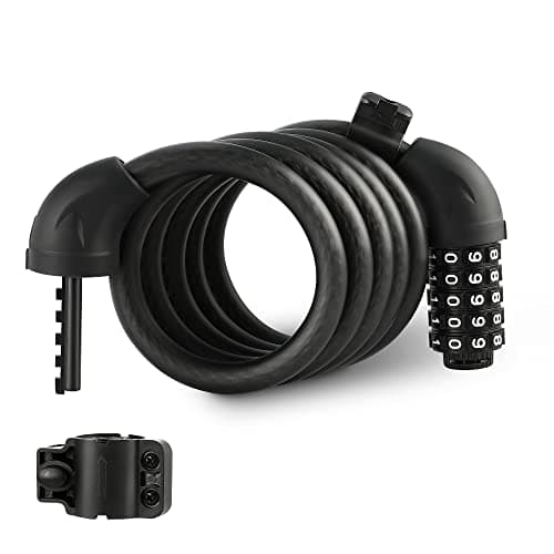 Image of ValueMax Bike Lock 1500mm x 12mm, Bike Cable Lock High Security, with 5-Digit Combination Code, Long Bicycle Locker Combination for Bike Cycle, Moto, Scooter, Door, Gate, Fence
