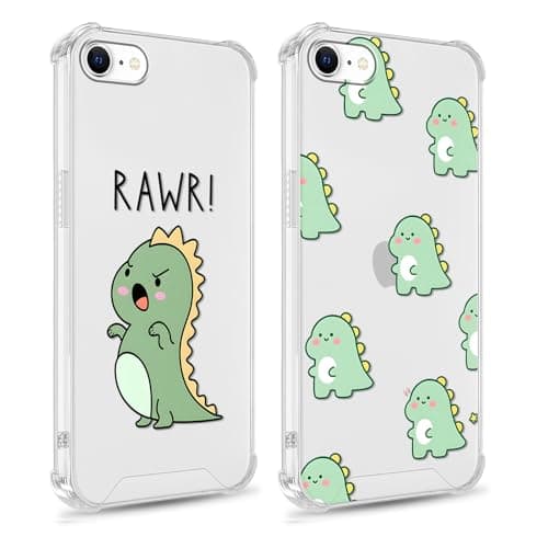 Image of Phoona 2 Pack Cute Dinosaur Phone Case for iPhone 7 Plus/8 Plus 5.5",Aesthetics Pattern Design Cases, Transparent Soft Silicone Shockproof Bumper Protector Matte Girls Women Cover, for iPhone 7 Plus