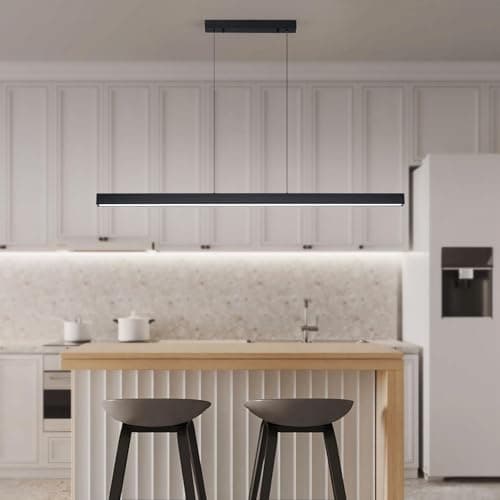 Image of Mikeru 150cm Linear Pendant Light, Kitchen Island Lighting 10% to 100% Dimmable Hanging Adjustable Lamp with Remote Control (Without Batteries) 3000k/4500k/6000k for Dining Room, Home Decor