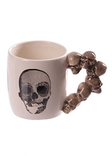 Image of Puckator Stack of Skulls Ceramic Shaped Handle Mug, Coffee Hot Drinks, Decorative Gift Box, Home Kitchen Height 9cm Width 14cm Depth 8.5cm