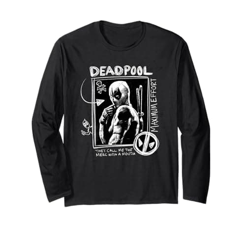 Image of Marvel Studios Deadpool & Wolverine Maximum Effort Chalk Art Long Sleeve T-Shirt