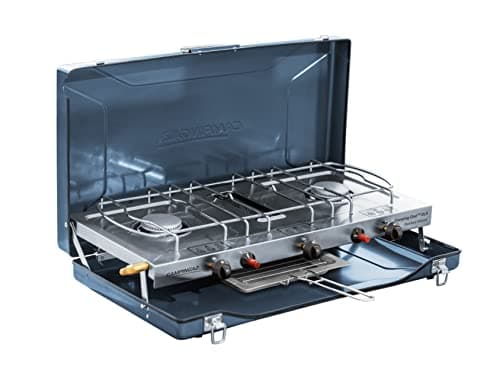 Image of Campingaz Camping Chef R | 3-Burner All-in-One Gas Stove, Grill & Toatser | 3 x 1500 Watts | Outdoor Camp-Stove with Piezo Ignition & protective Lid | Runs off Campingaz R-Cylinders