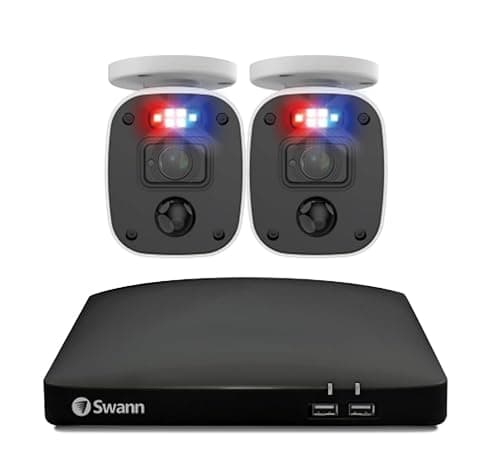 Image of Swann DVR Home Security Camera System With 1TB HDD, 4 Channel 2 Bullet Cameras, 1080p HD Wired Surveillance, Indoor/Outdoor, CCTV, Night Vision, Heat & Motion Sensing, Alexa + Google, SWDVK-446802MQB