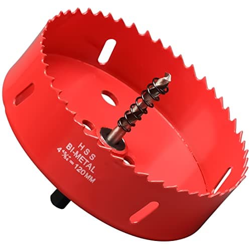 Image of Hole Saw 120 mm, Bi-Metal Cutting Depth HSS M 42 Hole Cutter for Cutting Wood, Plastic, Drywall, Plasterboard and Soft Metal Sheet