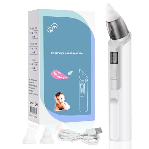 Image of URAQT Nasal Aspirator for Baby, Baby Nose Sucker with 2 Silicone Tips and 6 Levels, Electric Nose Suction for Toddler, Gray