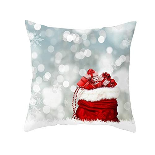 Image of Lieson Sofa Cushion Case 1 PCS, Christmas Cushion Cover 18x18 Inch Gift Bag Throw Pillow Covers 45x45CM Red White, Polyester