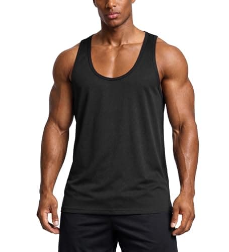 Image of Men's Tank top, deep-Neck Muscle Vest, Y-Strap Design, Sleeveless top for Bodybuilding and Gym Workouts, Suitable for Weightlifting and Fitness Training. Black M