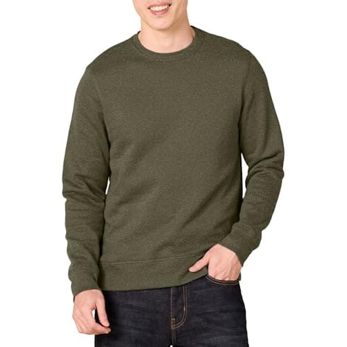 Image of Amazon Essentials Men's Fleece Crew Neck Sweatshirt (Available in Big & Tall), Olive Heather, M