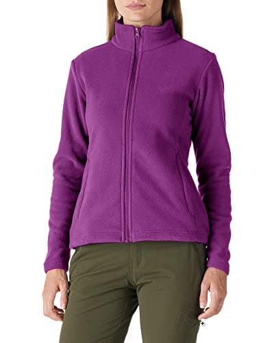 Image of Outdoor Ventures Womens Fleece Jackets Ladies Lightweight Warm Full Zip Coat Soft Outerwear Running Jacket With 4 Large Pockets Purple L