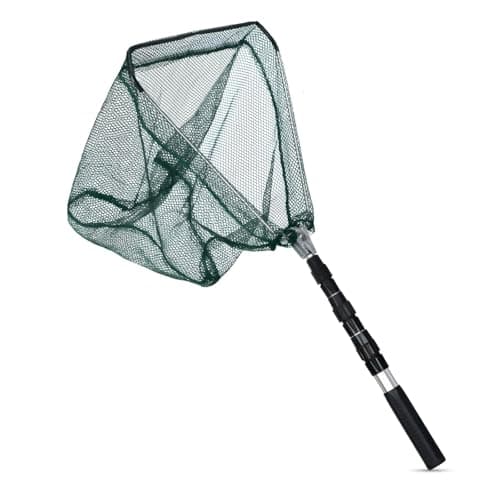 Image of Navza Telescopic Fishing Landing Net – Foldable & Extendable 1.3M Aluminum Handle, Lightweight & Portable Fish/Bird Catch Net (Silver Pole, Green Mesh)