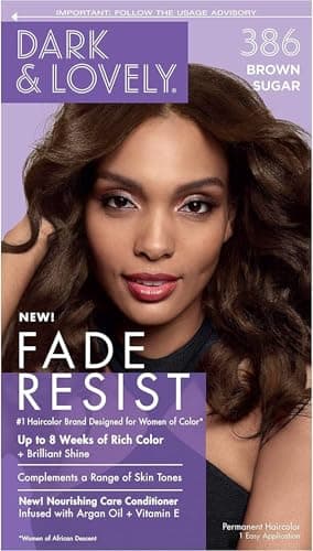 Image of Dark and Lovely Fade Resist Permanent Hair Colour Hair Dye Up To 100 Percent Gray Coverage Brilliant Shine (Brown Sugar 386)