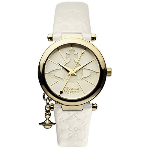 Image of Vivienne Westwood Orb II Women's Quartz Watch with White Dial Analogue Display and White Leather Strap VV006WHWH