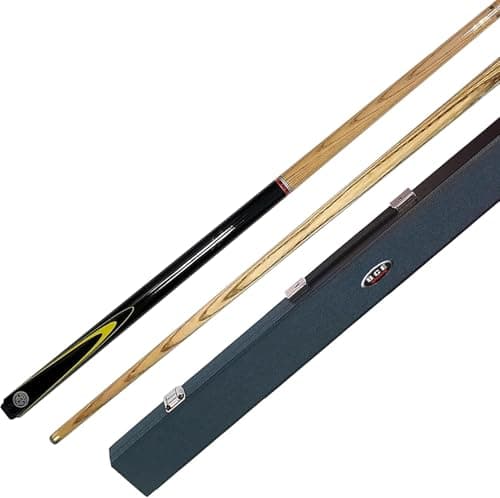 Image of BCE Christophe Lambert English Pool Cue and Case, Black/Natural Wood, 57inch 145 cm Length Cue