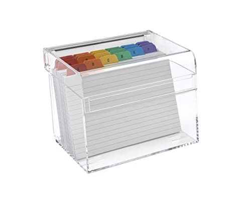 Image of OSCO Medium Clear Acrylic Index Box, A to Z Divider Tabs, 100 Lined Note Cards, Ruled Revision Flash Card, Recipe Notes, Office Contacts Filing, Desktop Organiser, Holds 6" × 4" Cards (148 × 105 mm)