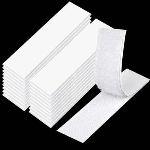 Image of WINKIO 20 Pack White Double Sided Sticky Pads, 20mm×100mm Hook and Loop Tape, Sticky Pads Heavy Duty, Self Adhesive Strips, Sticky Pads for Hanging Pictures, for Walls Plastics Metals Glasses