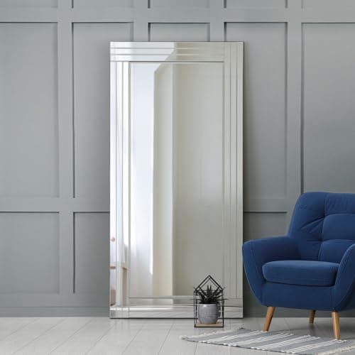 Image of MirrorOutlet Full Length Wall Mirror 174 x 85cm – Oakley Large Bevelled All Glass – Modern Frameless Dressing Style– Leaner or Wall Mounted – Ideal for Bedroom, Hallway, or Living Room