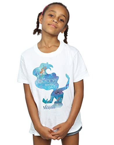 Image of Disney Princess Girls Ariel Filled Silhouette T-Shirt 9-11 Years White