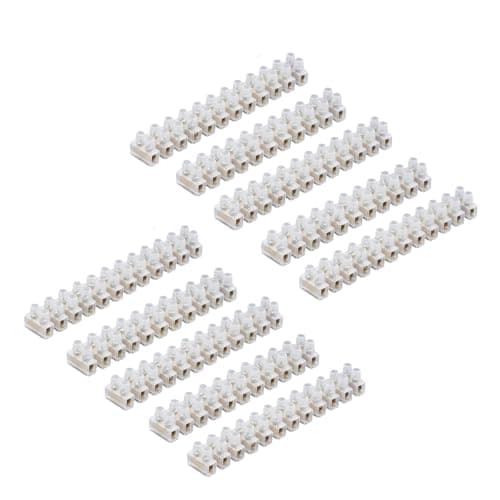 Image of CED Electrical Connector Blocks 12 Way White Terminal Block Electrical Connector Strips 5 Sizes 3A 5A 10A 15A 30A (10x15Amp)