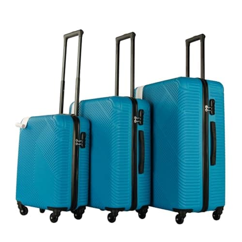 Image of Neo 3 Piece Hard Shell Luggage Suitcase Set ABS Expandable Handle Lightweight Durable Trolley Travel with 360 Spinner Wheels Inbuilt Lock 20" 24" 28" (Electric Blue)