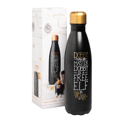 Image of Grupo Erik Metal Water Bottle 500ml / 17oz - Dobby Harry Potter Merch | Hot and Cold Water Bottle Stainless Steel, Cute Travel Bottles Gym | Harry Potter Gifts Under 20 Pounds