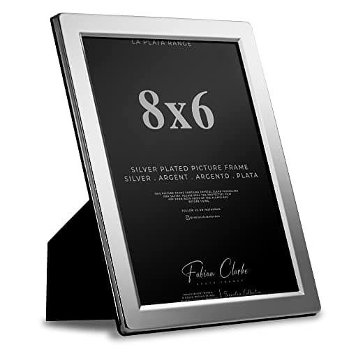 Image of Silver Plated Photo Frame Picture Frame Plain Satin Finish and Tarnish Protected for Wedding Picture or Family Photos (8x6)