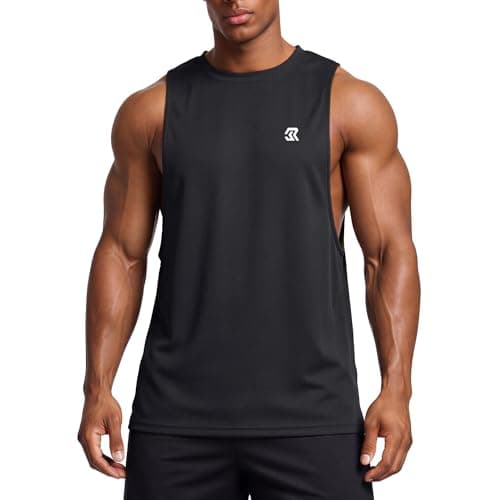 Image of Men’s Gym Stringer Vest Sleeveless Workout Tank Top Quick Dry Muscle Training Shirt Bodybuilding Running Fitness Black M