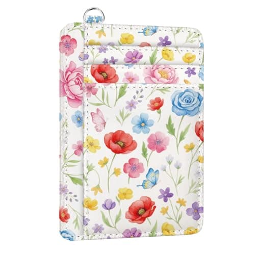 Image of peacoblue Credit Card Holder for Women - Simple Floral Branches PU Leather Slim Wallet with ID Window, 6 Card Slots, and Cash Pocket - Perfect for Travel and Gifts